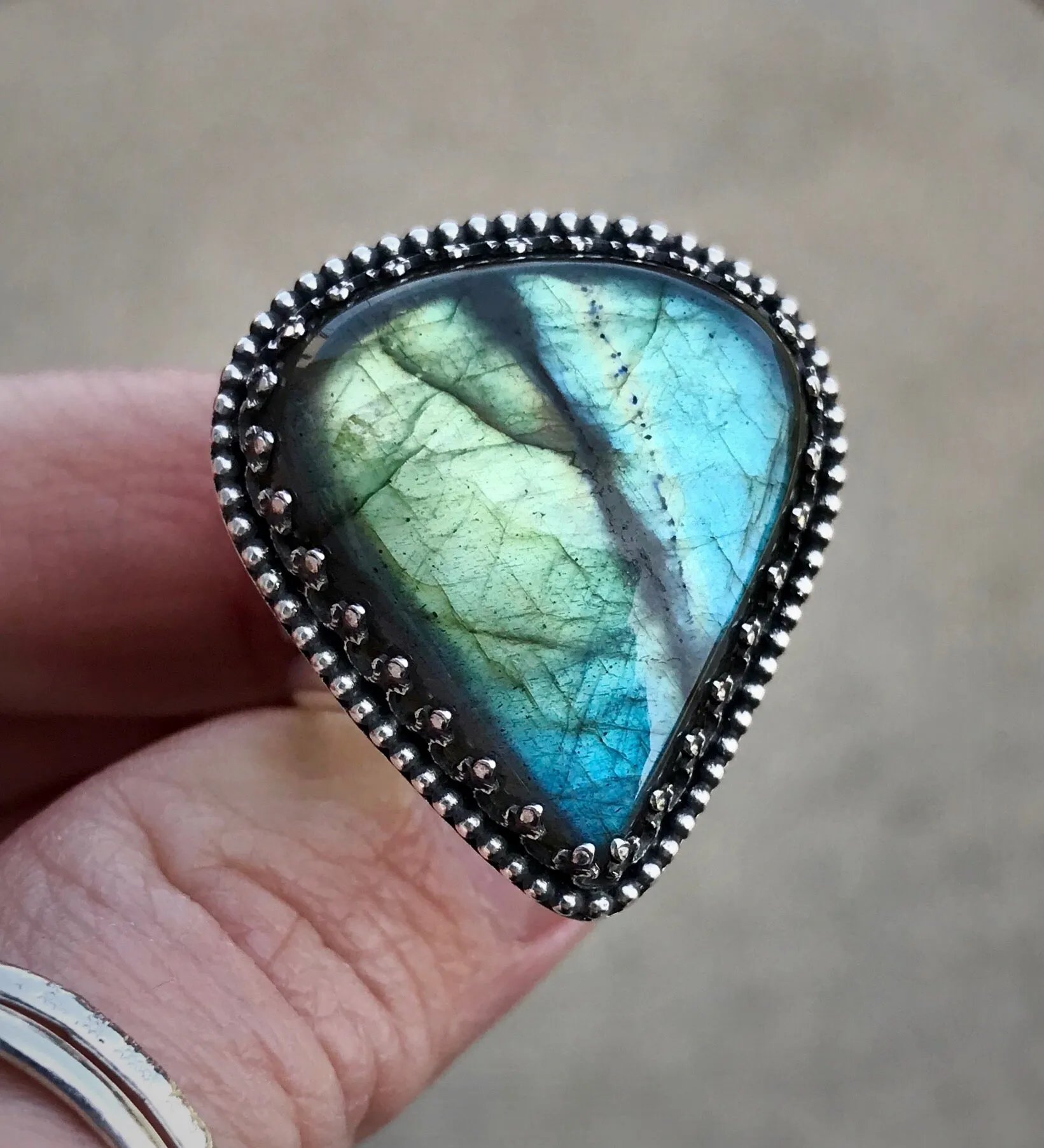 Teardrop Labradorite Ring