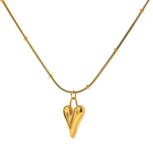 Temperament Heart Pendant Chain Necklace for Women Stainless Steel Stylish Choker 18 K Gold Plated Jewelry Party Gift