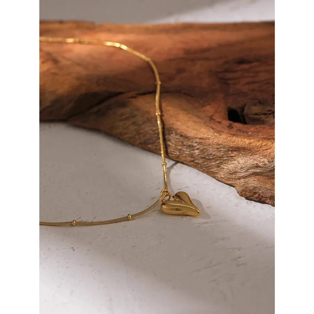 Temperament Heart Pendant Chain Necklace for Women Stainless Steel Stylish Choker 18 K Gold Plated Jewelry Party Gift