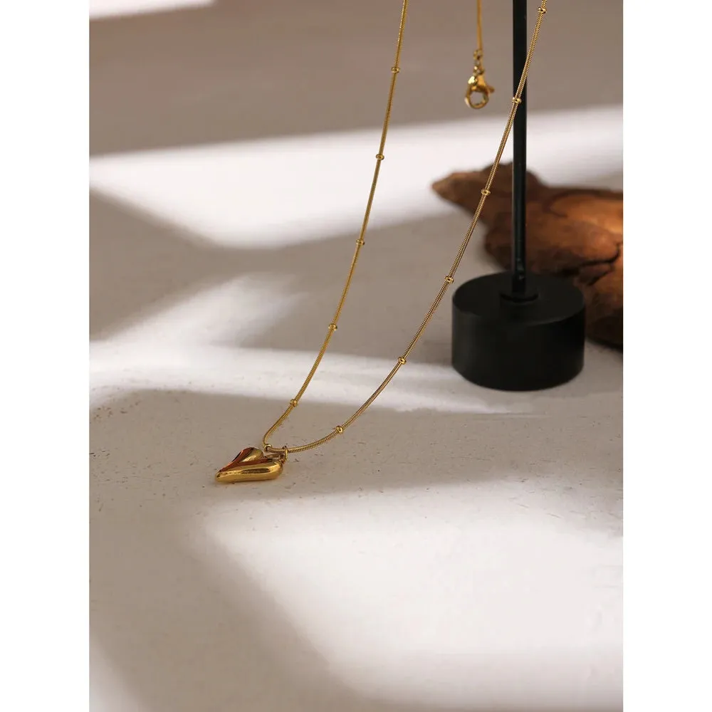 Temperament Heart Pendant Chain Necklace for Women Stainless Steel Stylish Choker 18 K Gold Plated Jewelry Party Gift