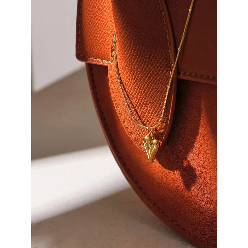 Temperament Heart Pendant Chain Necklace for Women Stainless Steel Stylish Choker 18 K Gold Plated Jewelry Party Gift