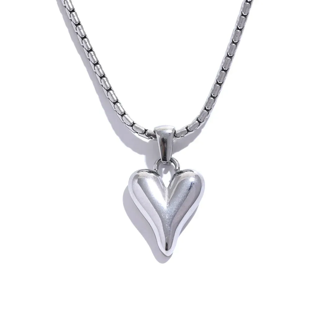 Temperament Heart Pendant Chain Necklace for Women Stainless Steel Stylish Choker 18 K Gold Plated Jewelry Party Gift