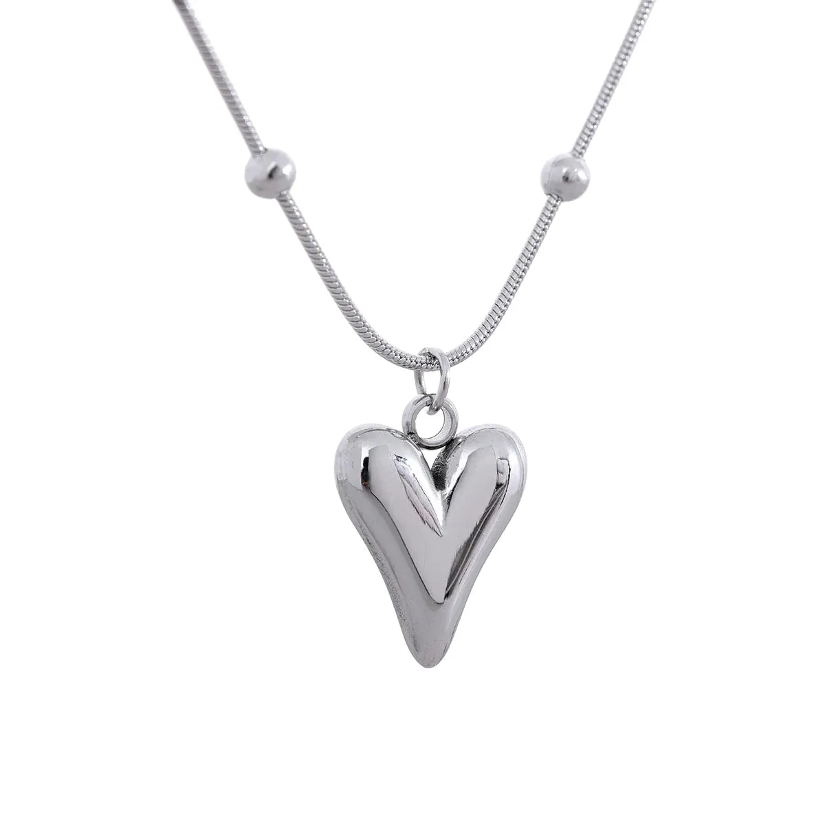 Temperament Heart Pendant Chain Necklace for Women Stainless Steel Stylish Choker 18 K Gold Plated Jewelry Party Gift