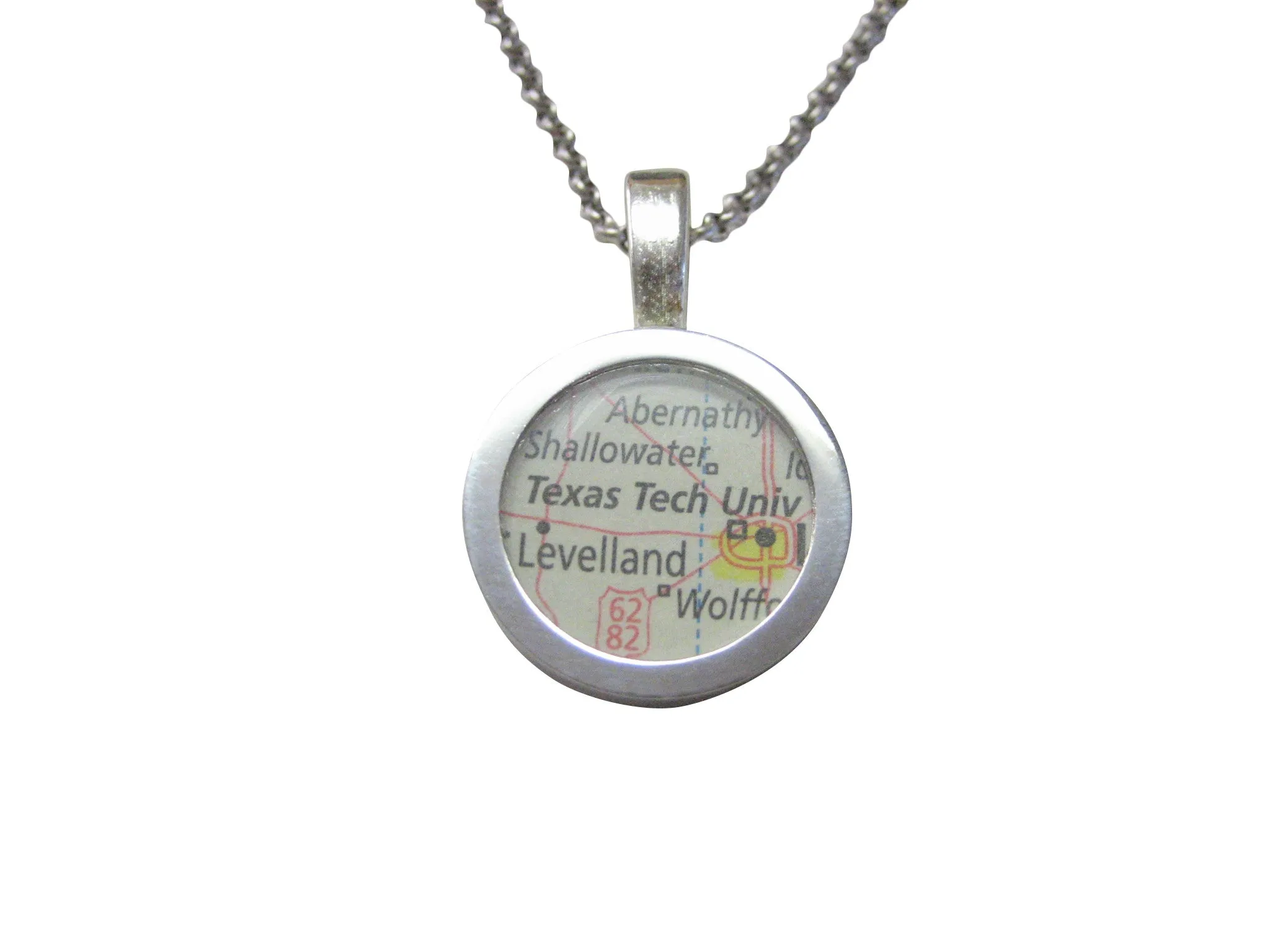 Texas Tech University Map Pendant Necklace