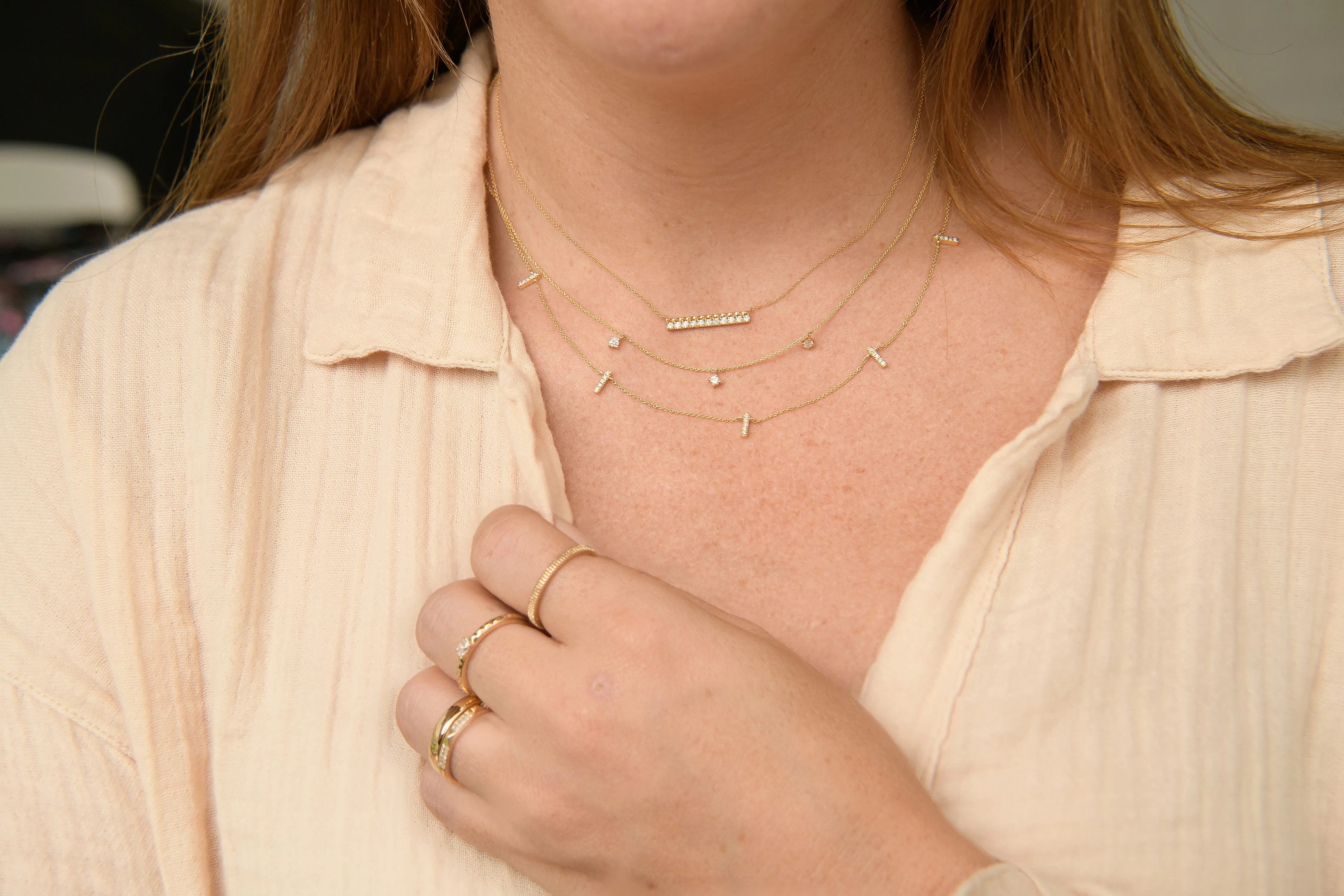 The 14K Yellow Gold Diamond Bar Minetta Necklace