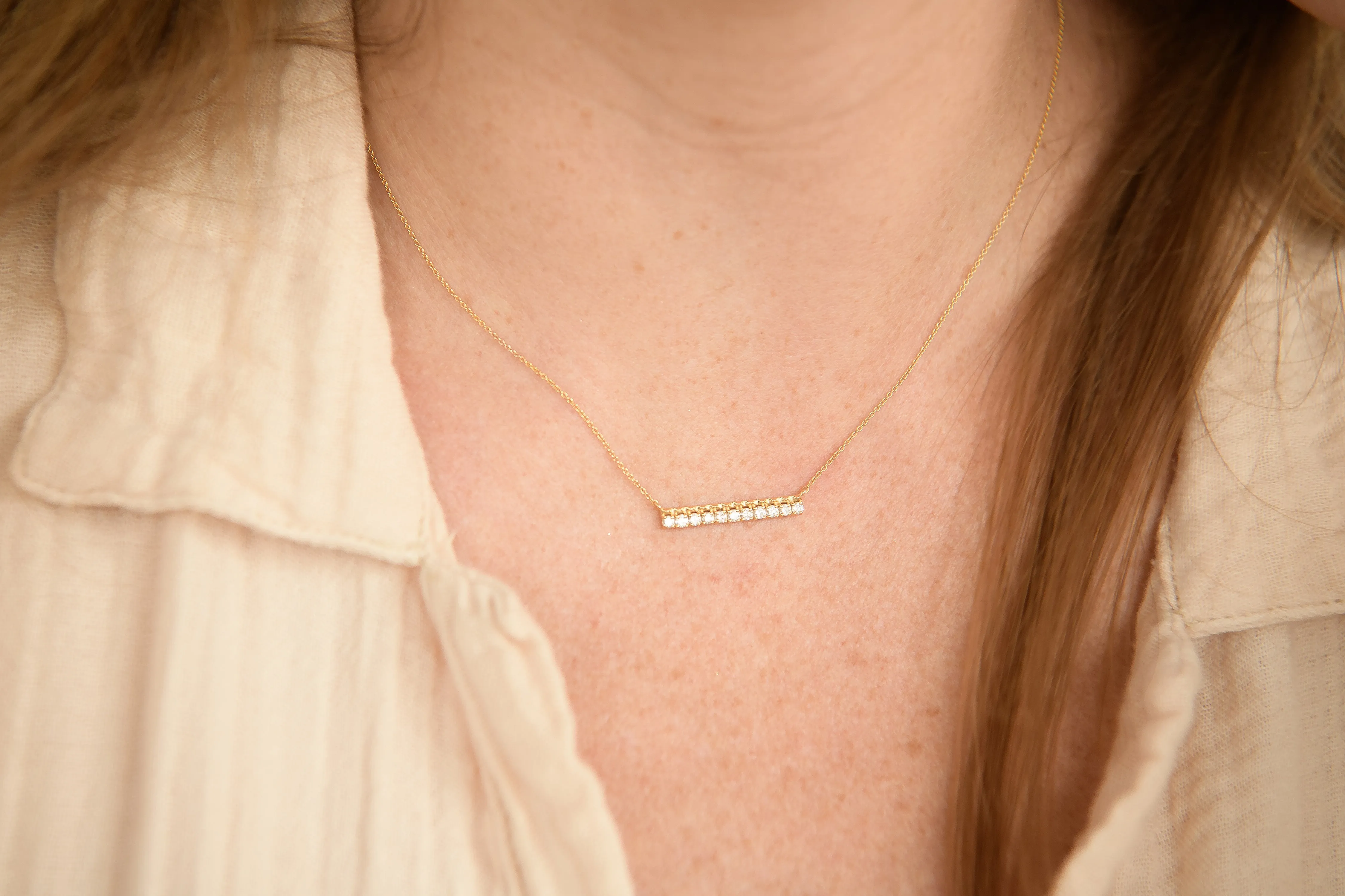 The 14K Yellow Gold Diamond Bar Minetta Necklace