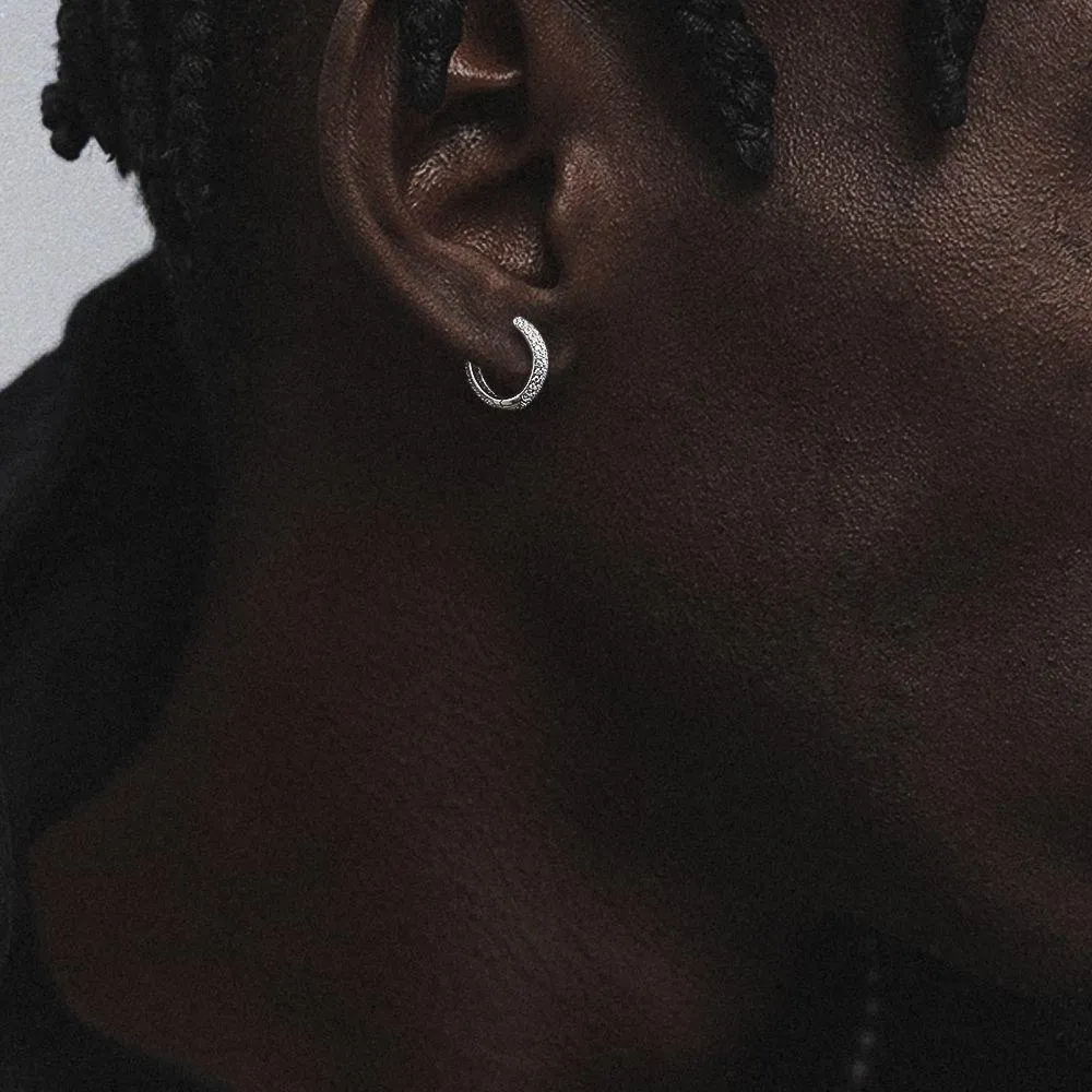 The Wealth Circle® - 925 Sterling Silver Iced Out Diamond Hoop Earrings in White Gold