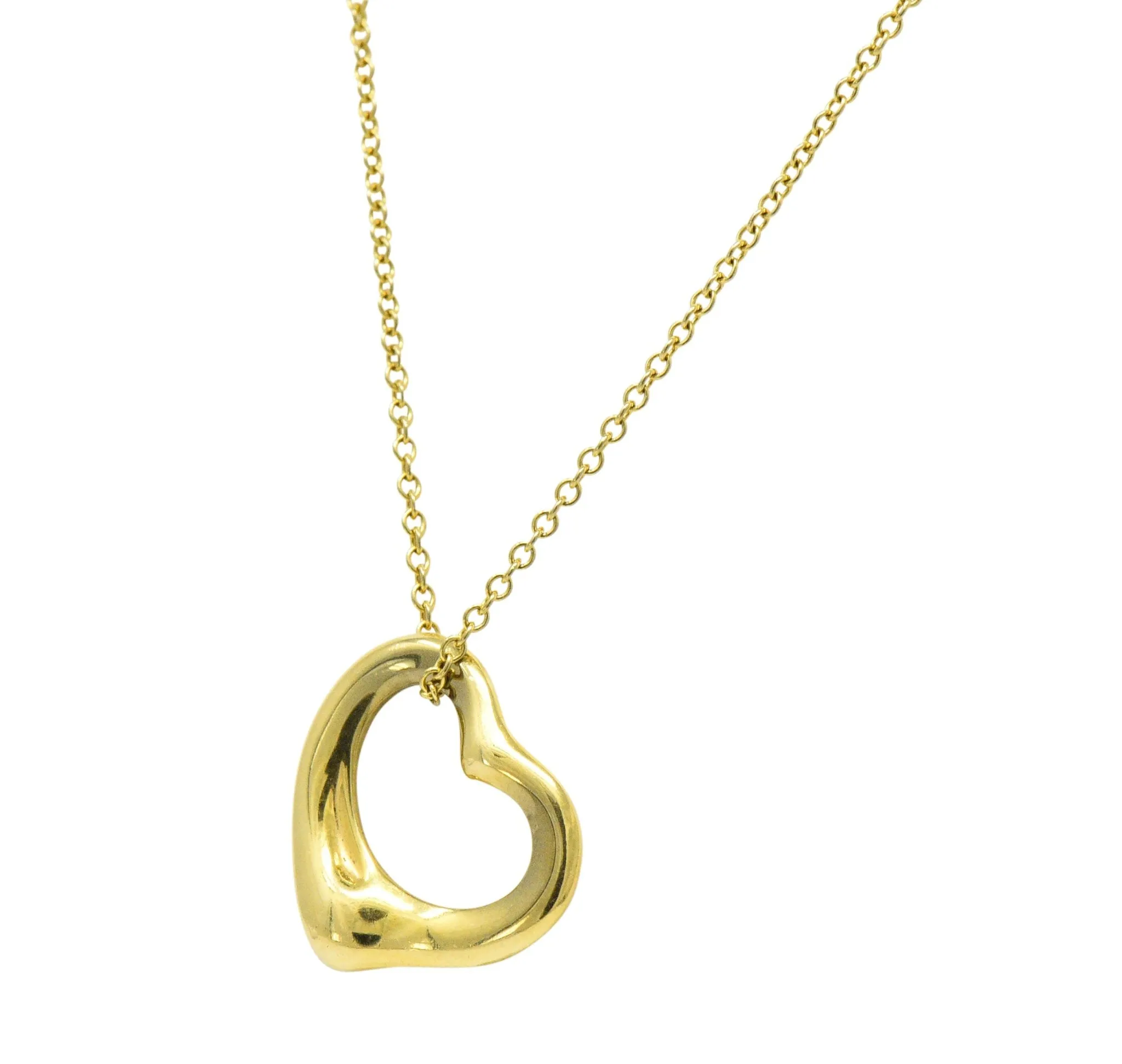 Tiffany & Co Elsa Peretti 18 Karat Gold Open Heart Necklace