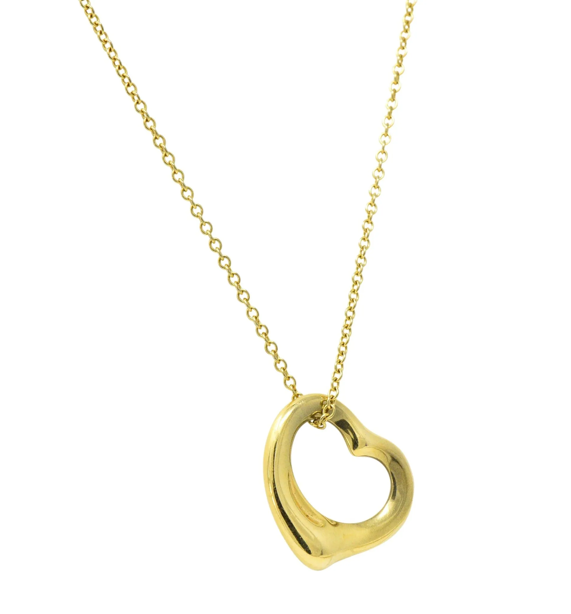 Tiffany & Co Elsa Peretti 18 Karat Gold Open Heart Necklace