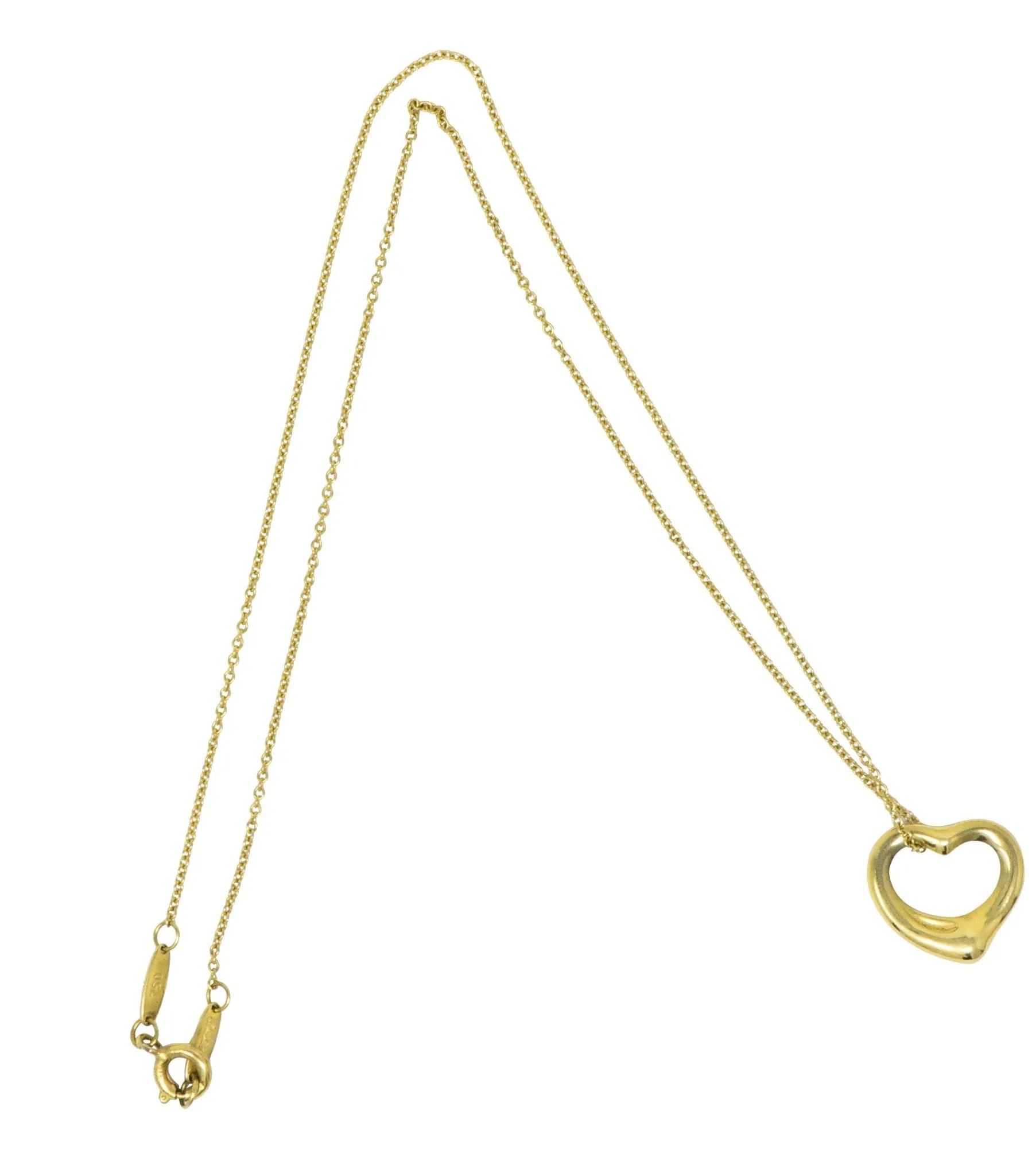 Tiffany & Co Elsa Peretti 18 Karat Gold Open Heart Necklace