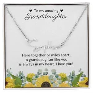 To My Amazing Granddaughter - Personalized Signature Style Name Necklace