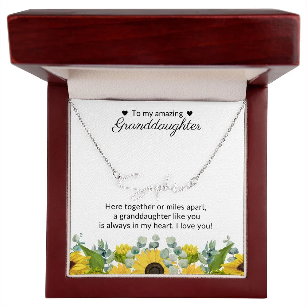 To My Amazing Granddaughter - Personalized Signature Style Name Necklace