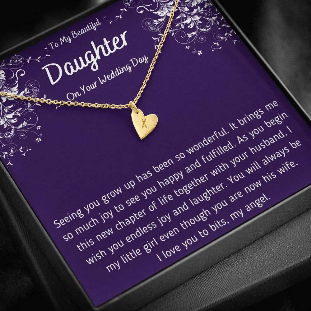 To My Beautiful Daughter on Your Wedding Day Hearts Necklace