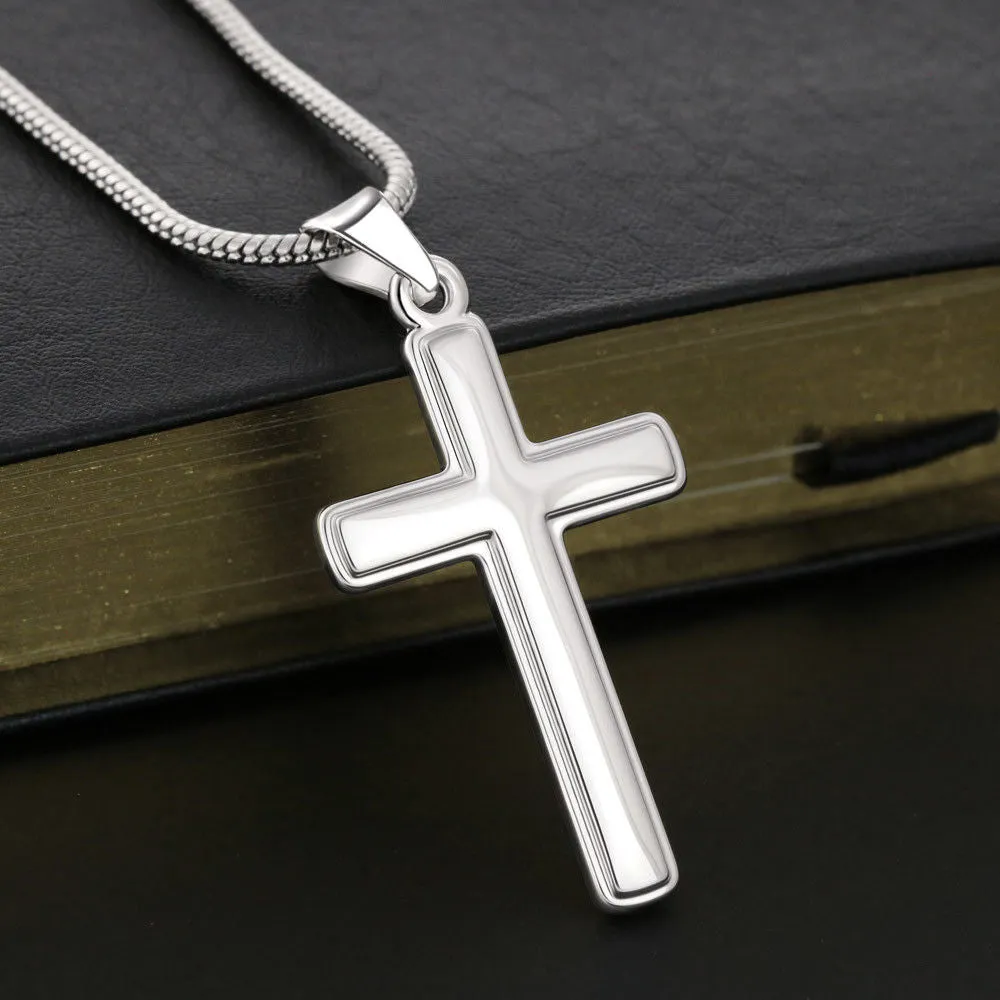 To My Grandson - Count Your Blessings - Cross Necklace Engraving - CNEGSonM35
