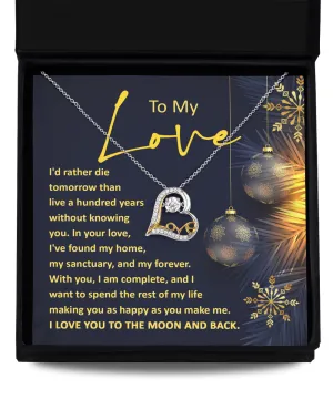 To My Love, I Love You To The Moon And Back Dancing Love Necklace