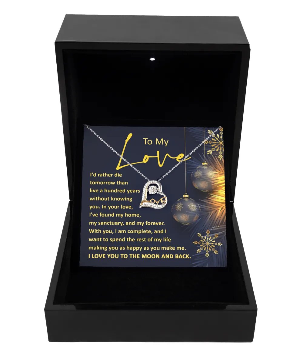 To My Love, I Love You To The Moon And Back Dancing Love Necklace