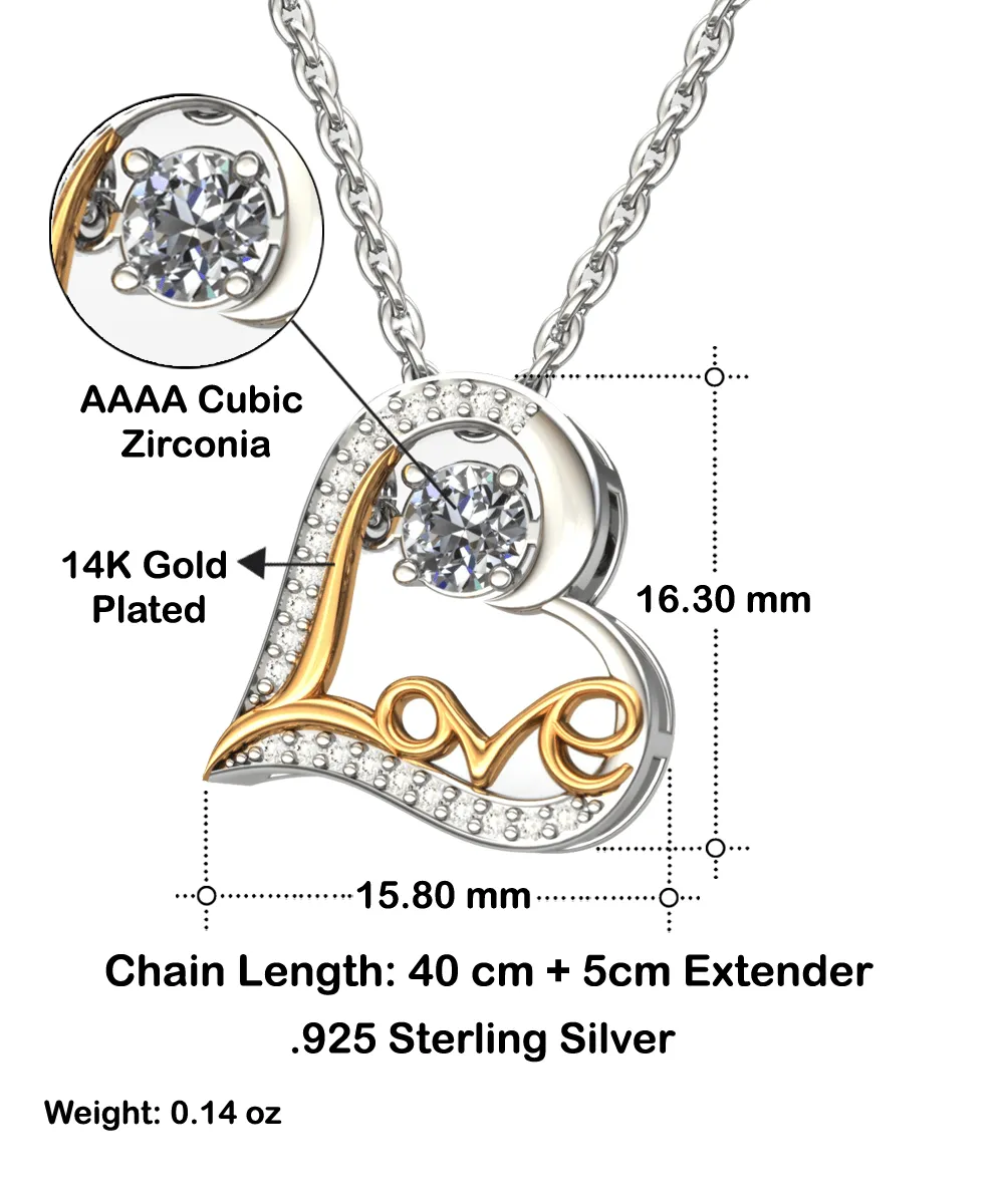 To My Love, I Love You To The Moon And Back Dancing Love Necklace
