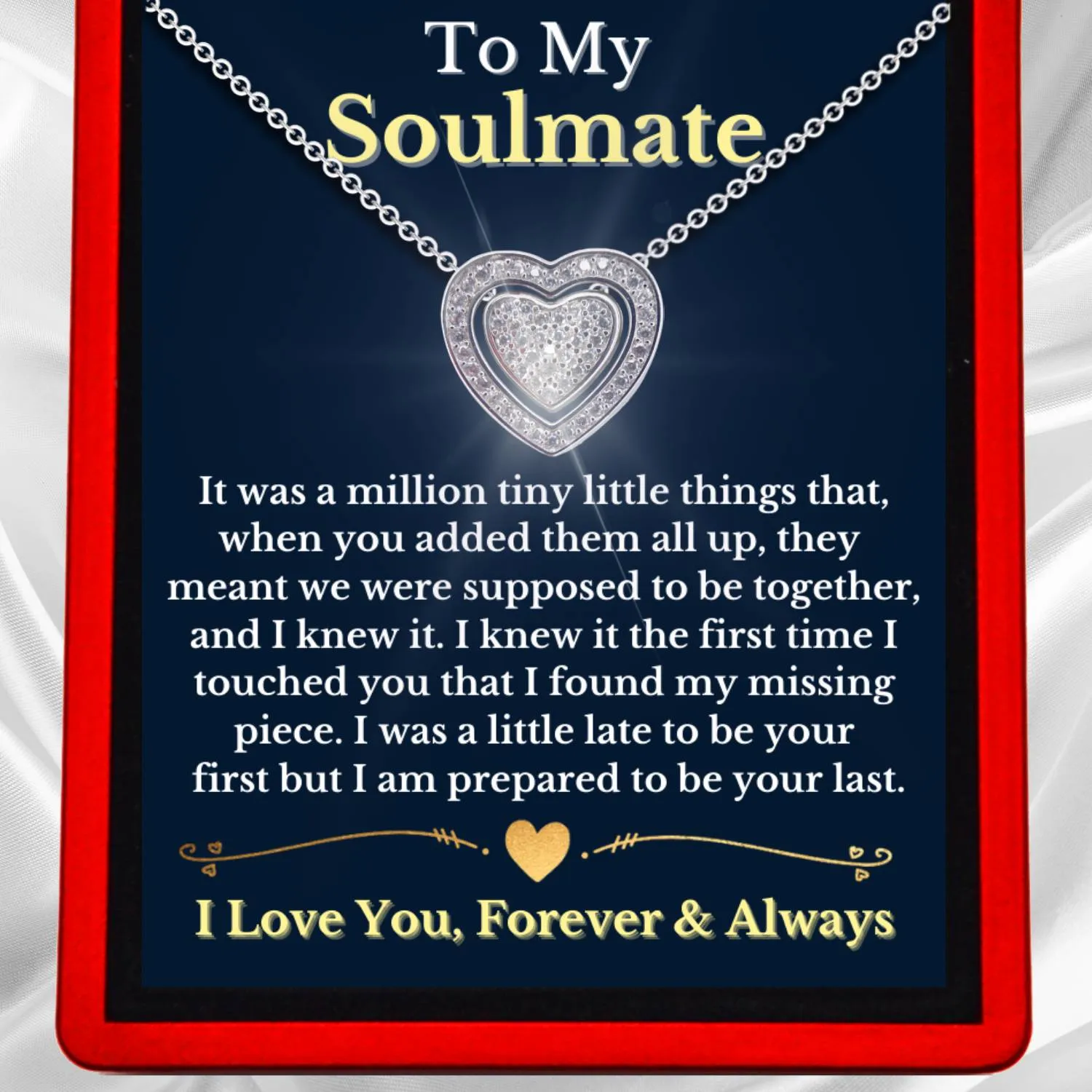 To My Soulmate ''Missing Piece'' 3in1 Necklace -  Sterling Silver Trinity Heart Necklace - ST11
