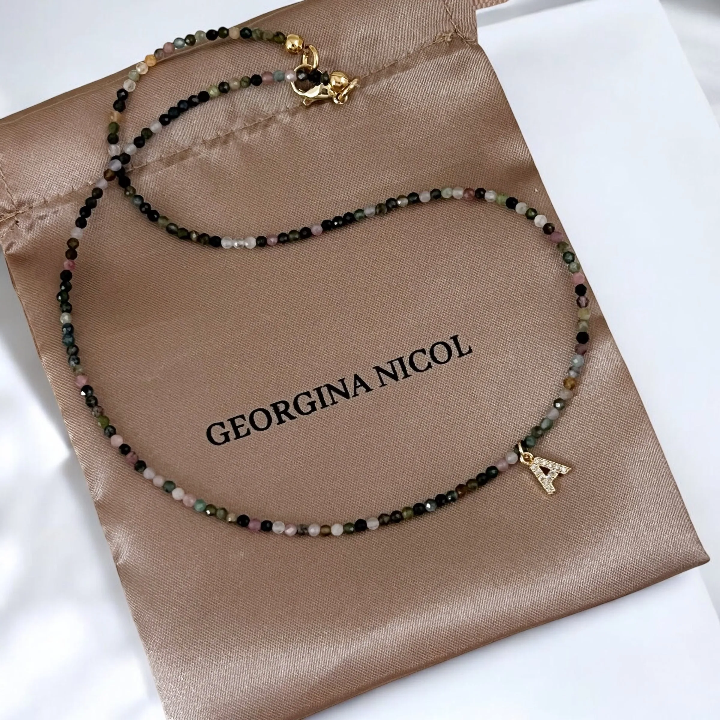 Tourmaline Power with Your Initial Necklace