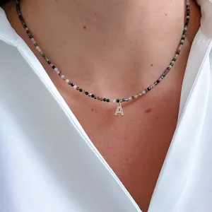 Tourmaline Power with Your Initial Necklace