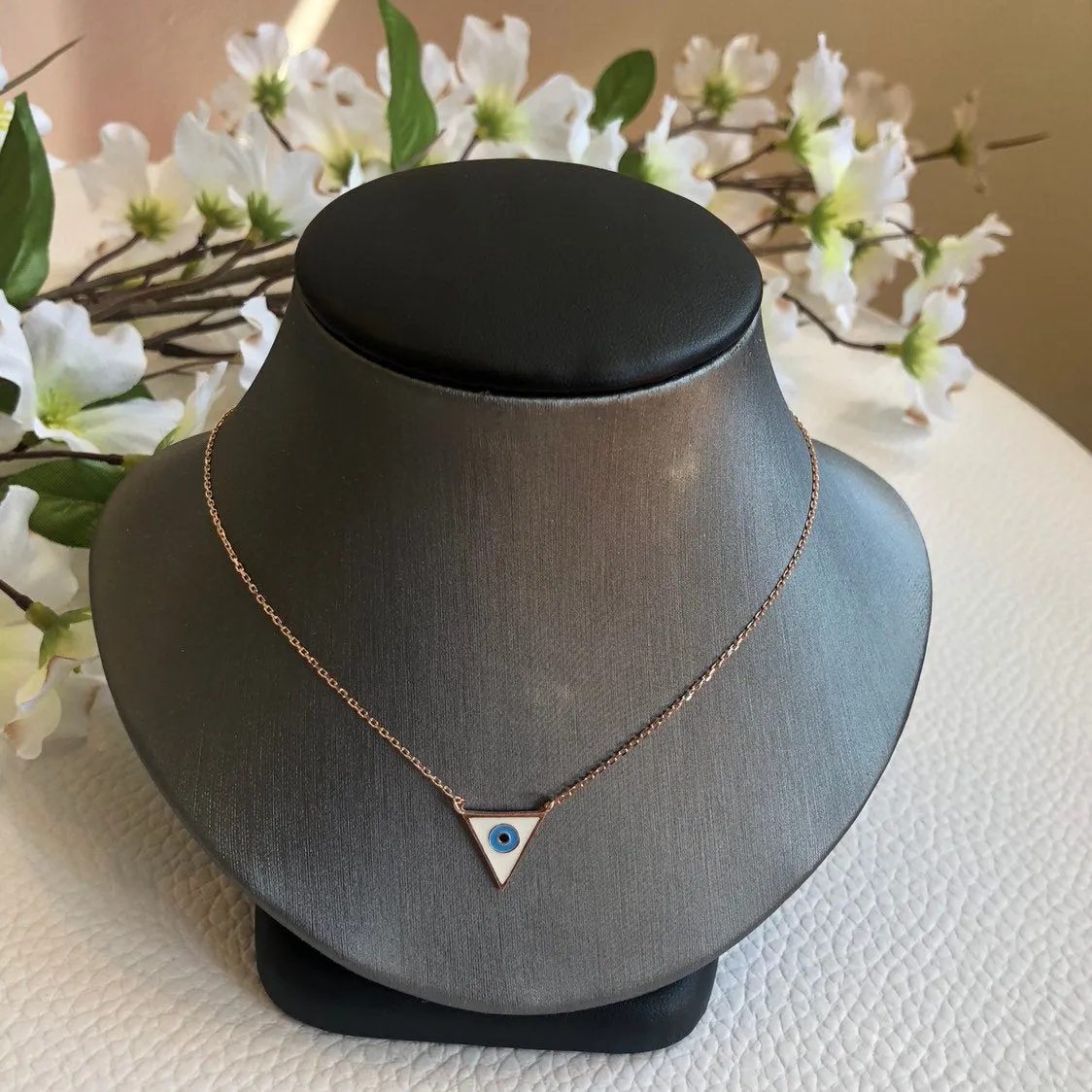 Triangle Enamel Eye Necklace