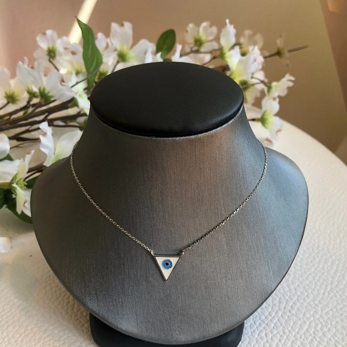 Triangle Enamel Eye Necklace
