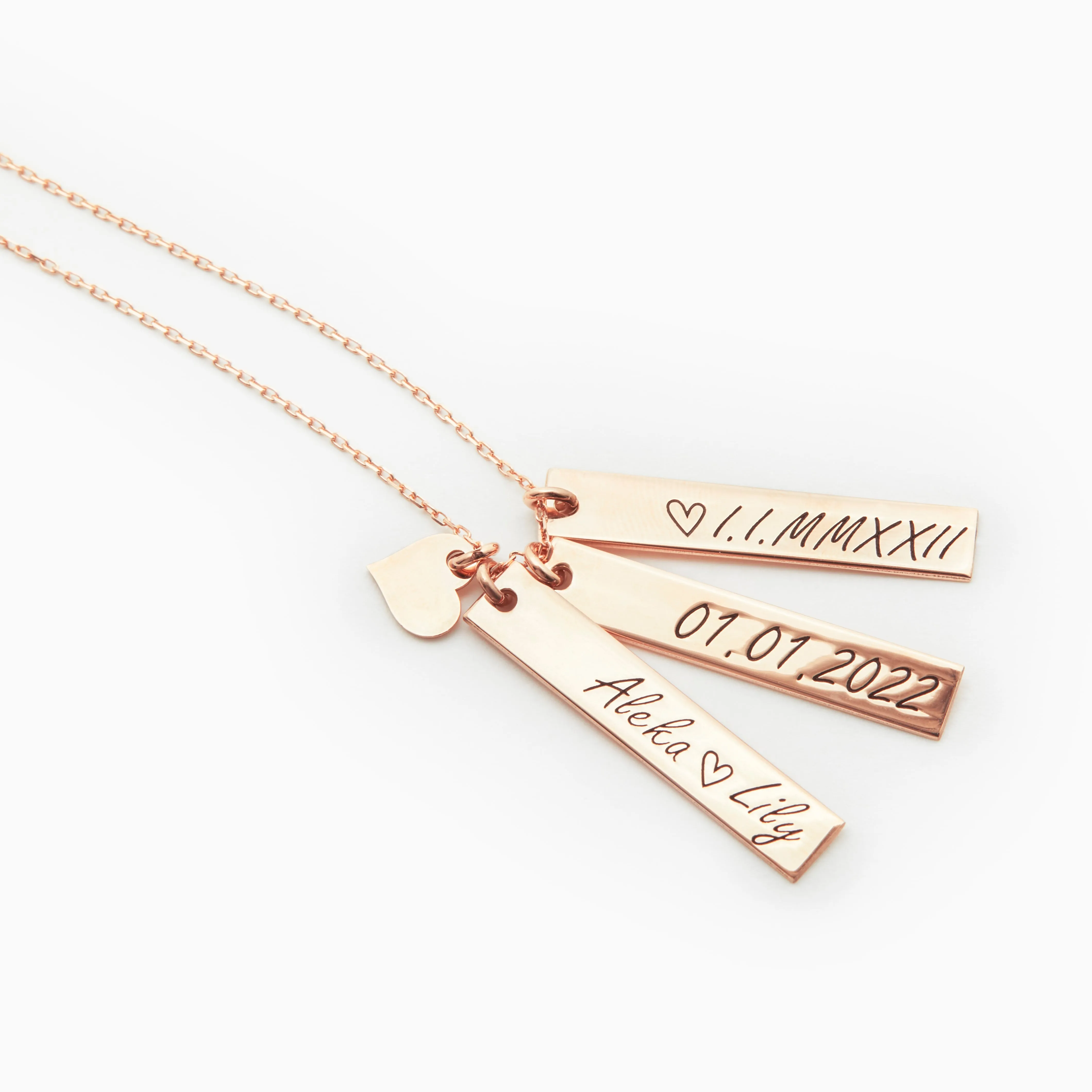 Triple Bar Necklace With Heart