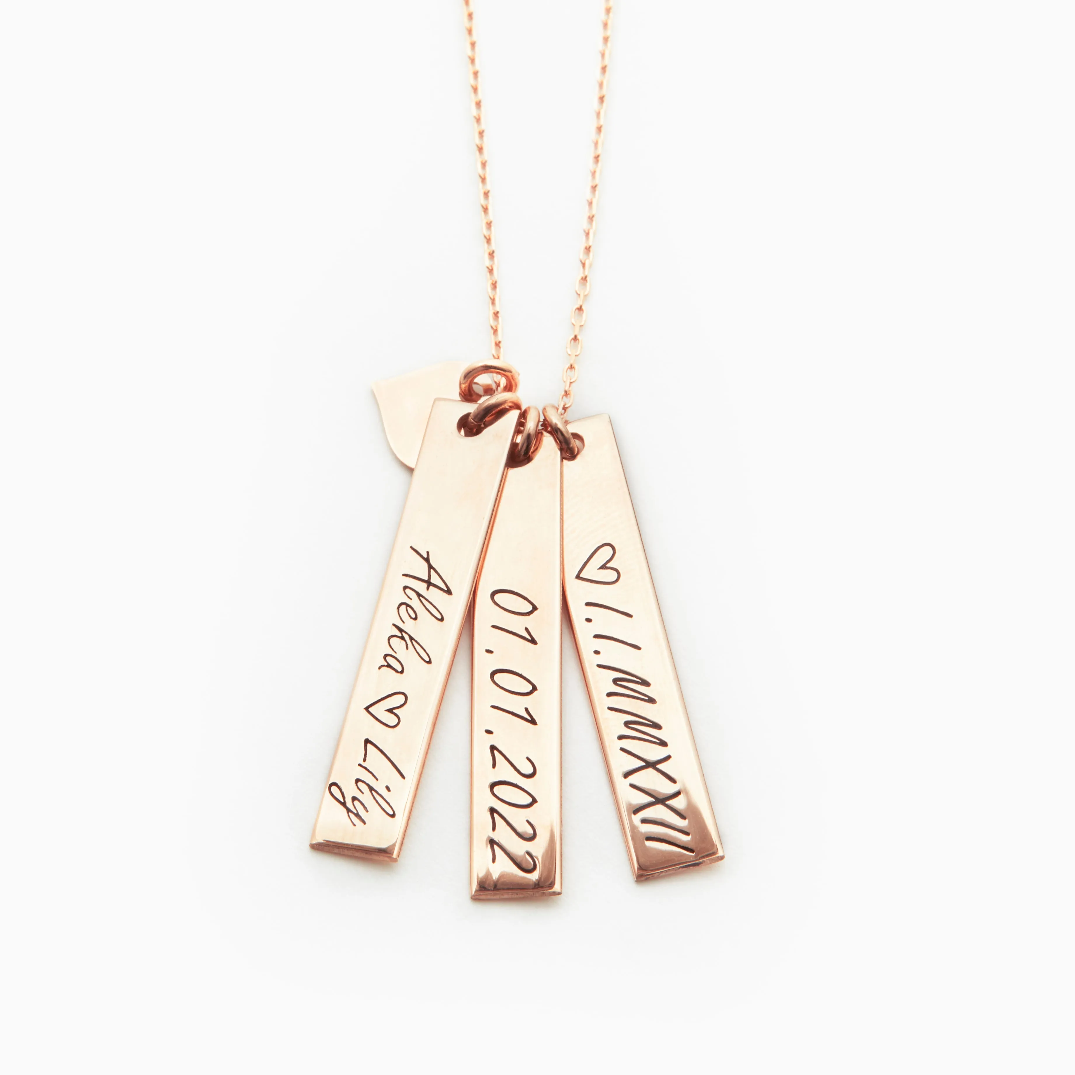 Triple Bar Necklace With Heart