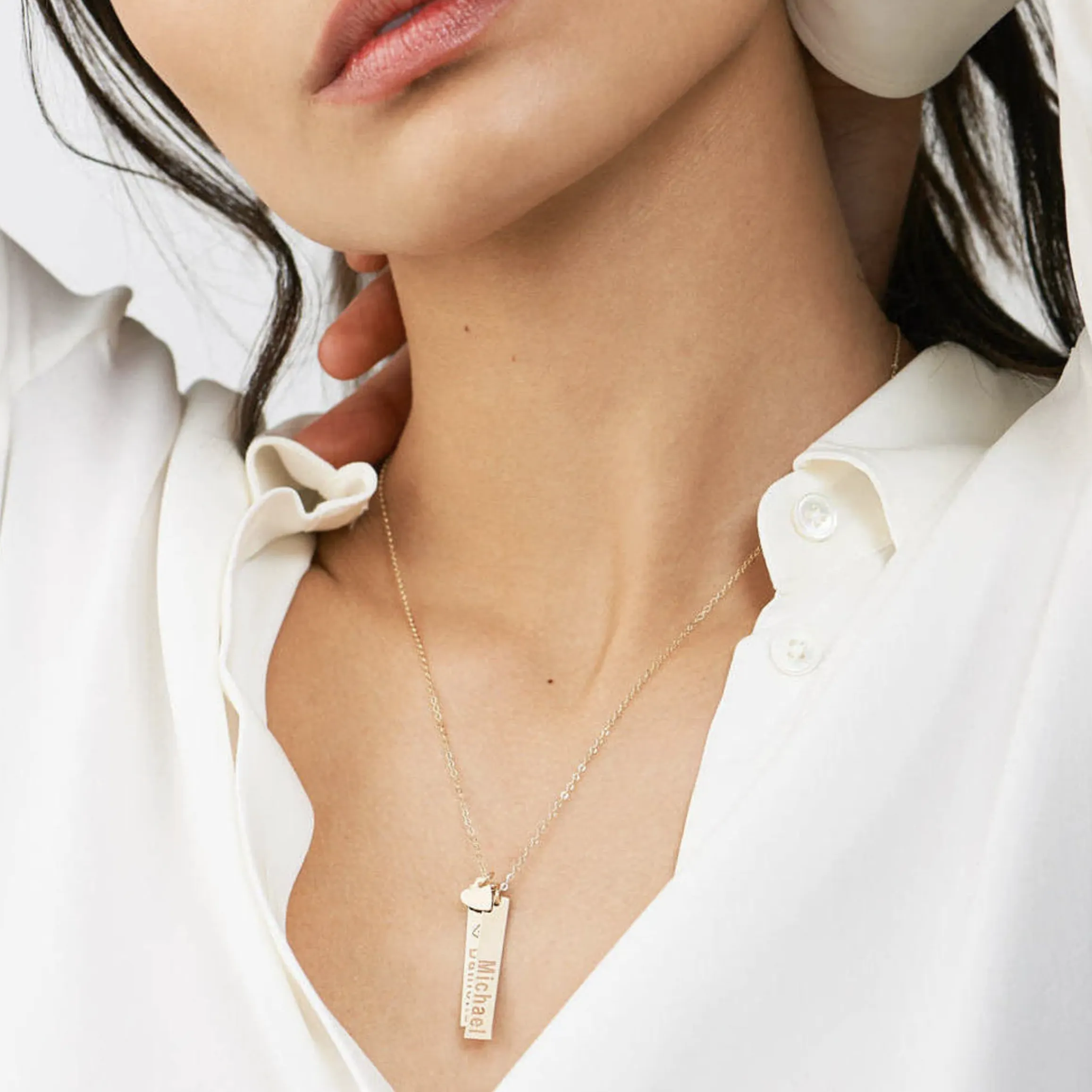 Triple Bar Necklace With Heart