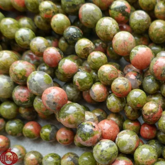 Unakite Beads Smooth Round