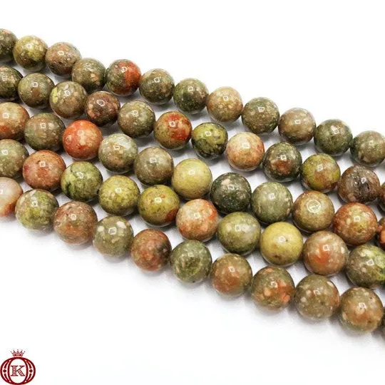 Unakite Beads Smooth Round