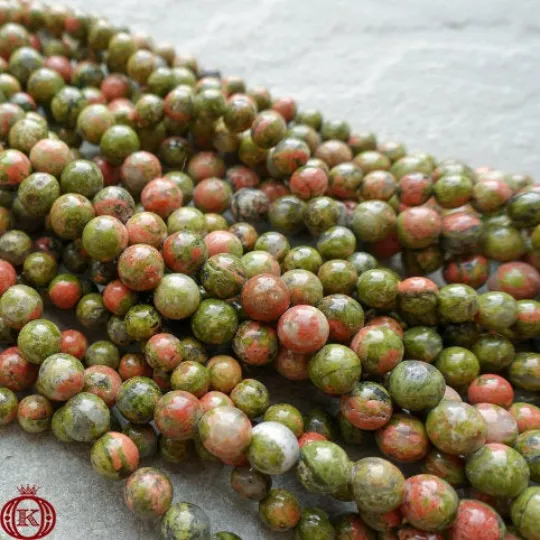 Unakite Beads Smooth Round