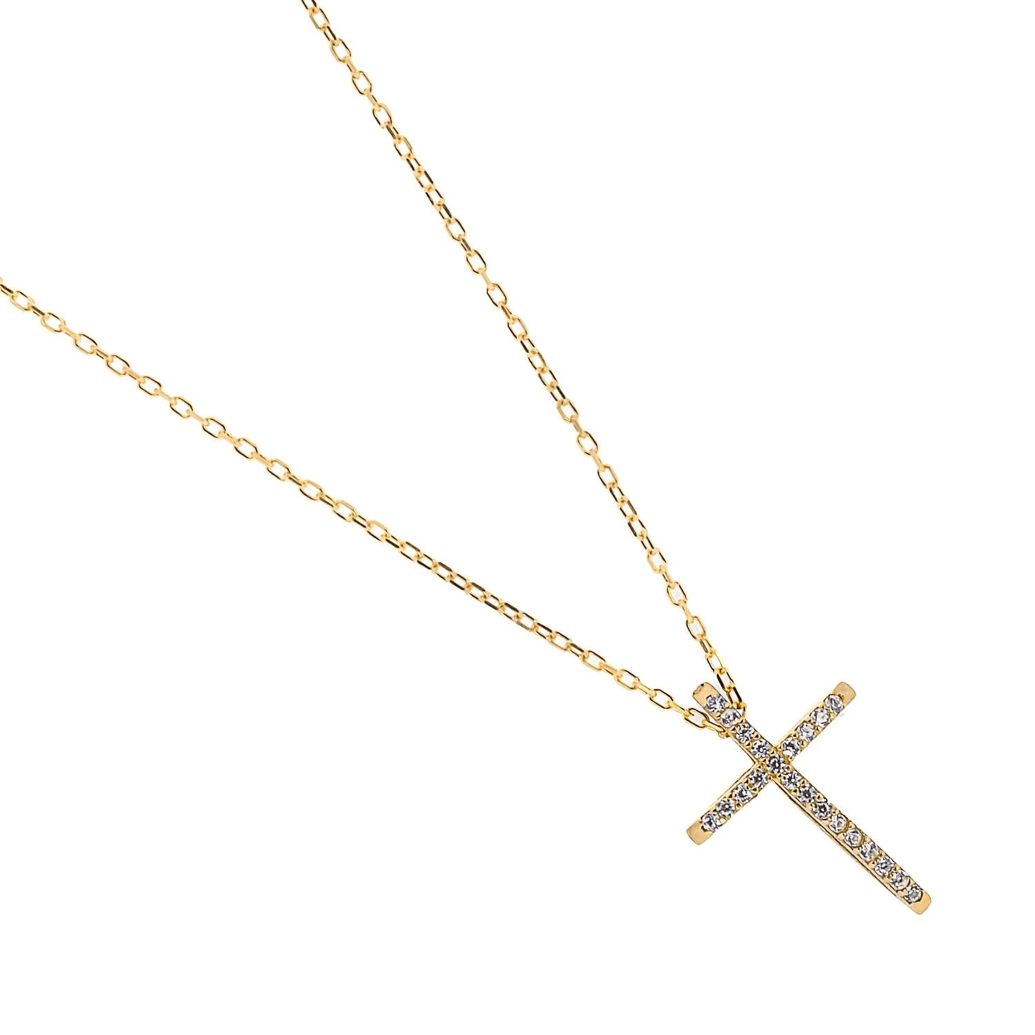 Unique Diamond Cross Necklace Gold
