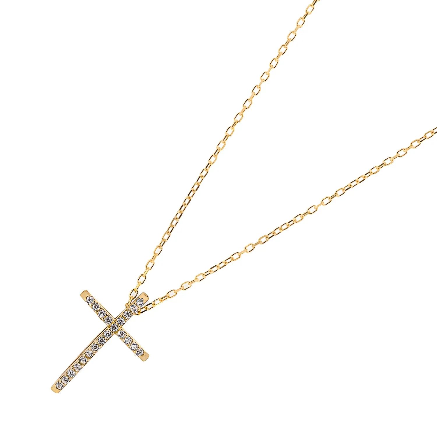 Unique Diamond Cross Necklace Gold