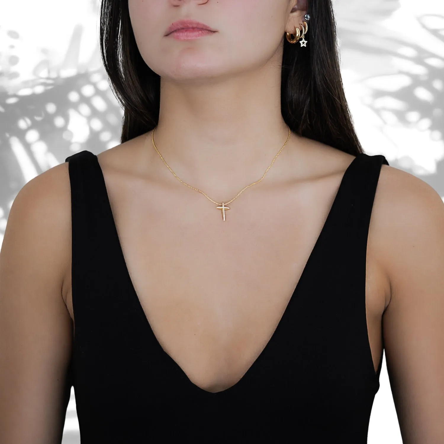 Unique Diamond Cross Necklace Gold