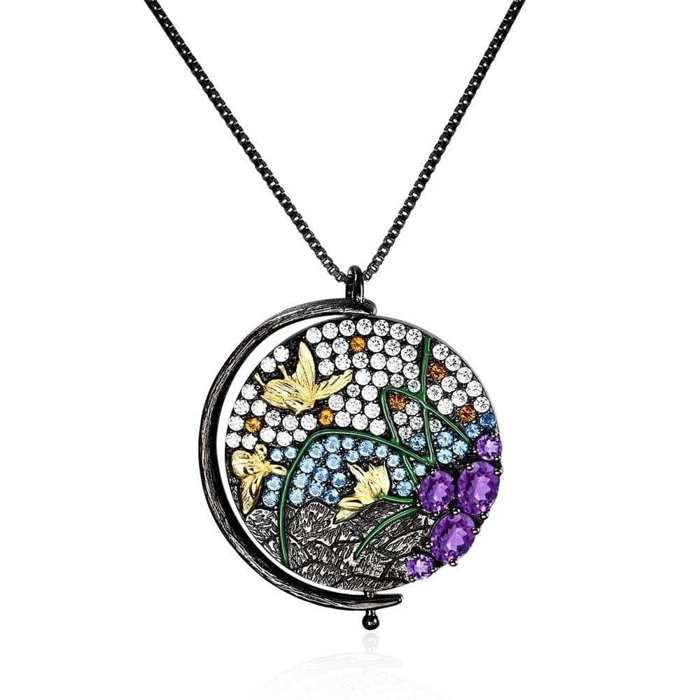Unique Rotatable Butterfly Handmade Pendant Necklace