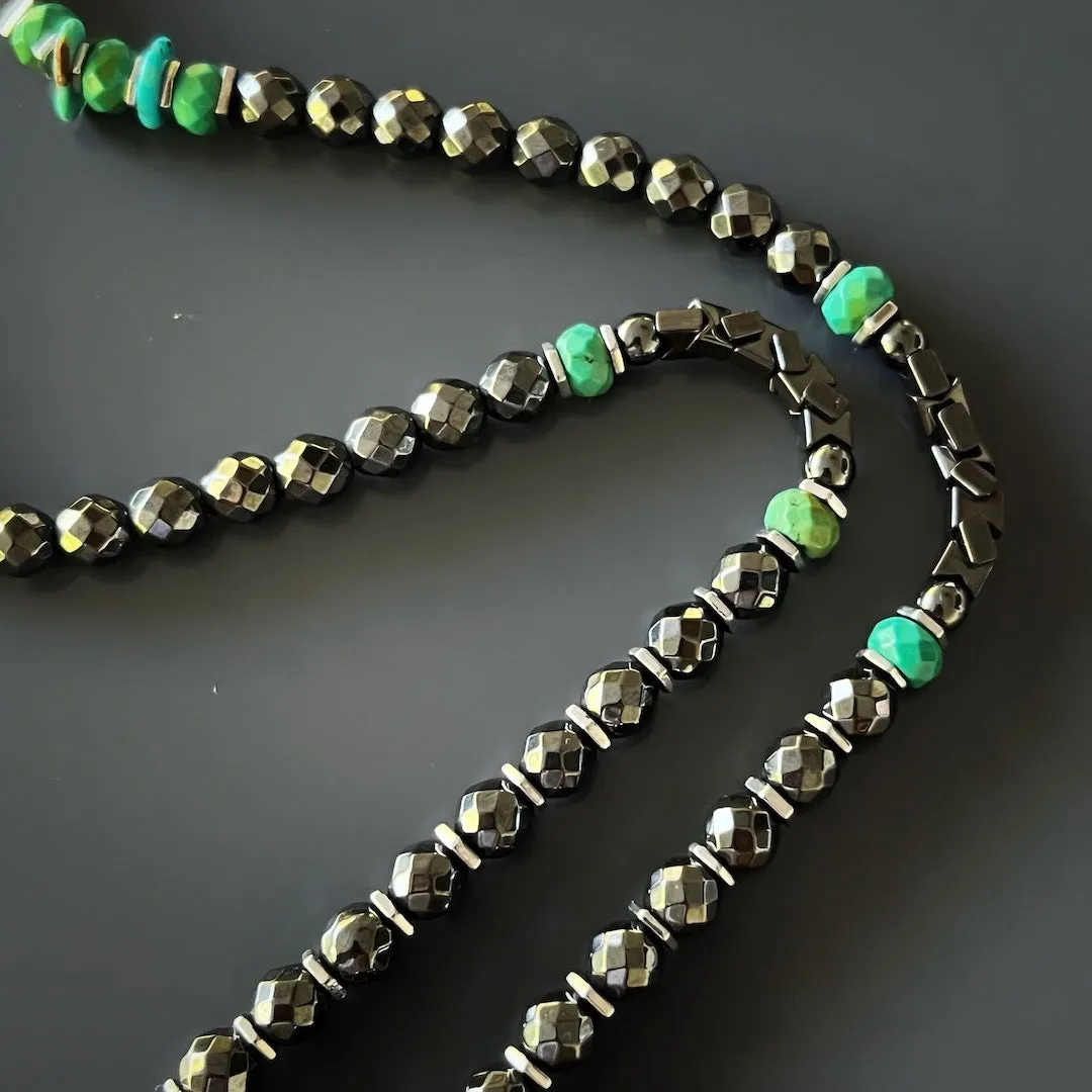Unique Silver Lion Hematite Beaded Necklace