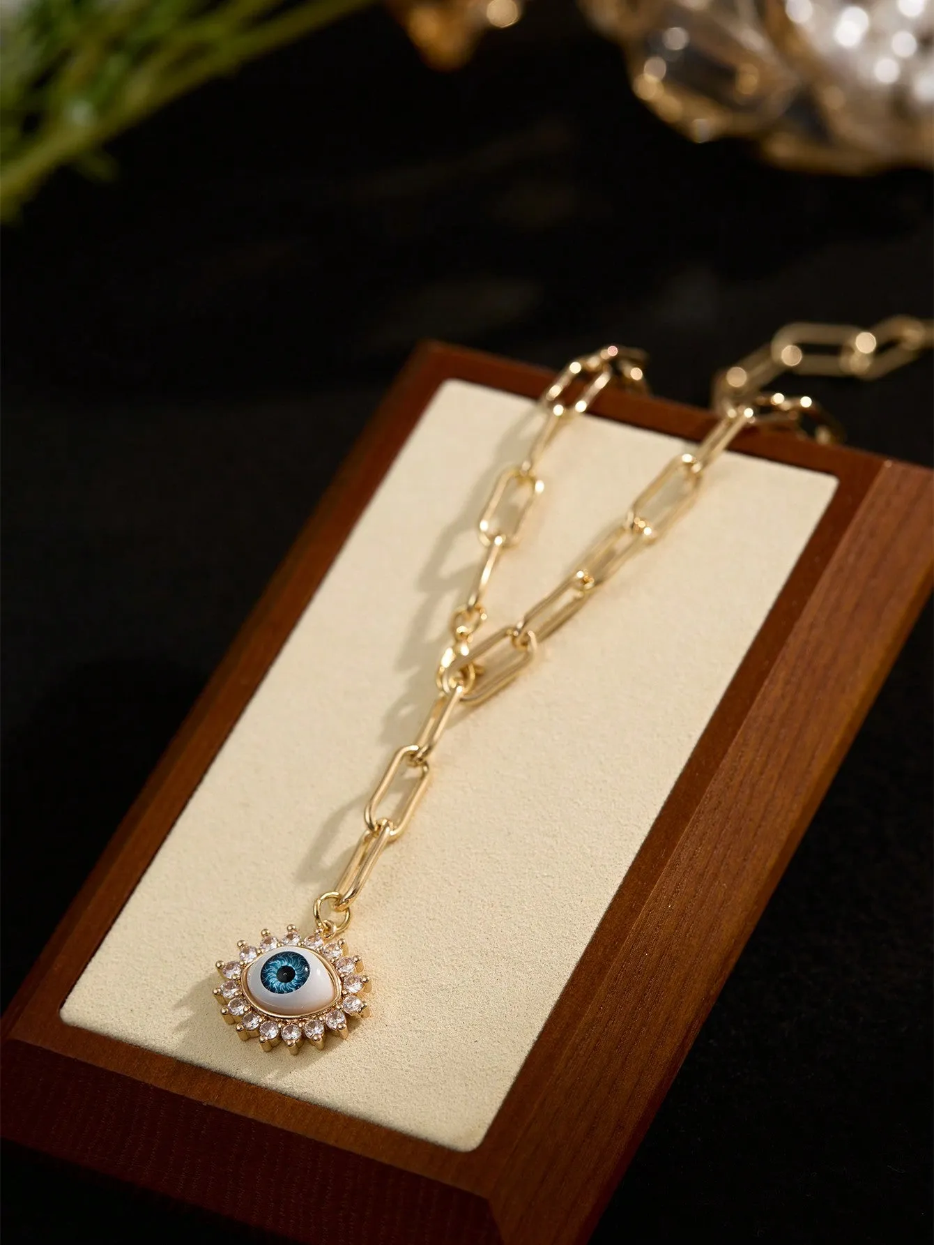 Unique Y-Shaped Latticed With Devil Eye Beads And Rhinestones Necklace- FD ⚡