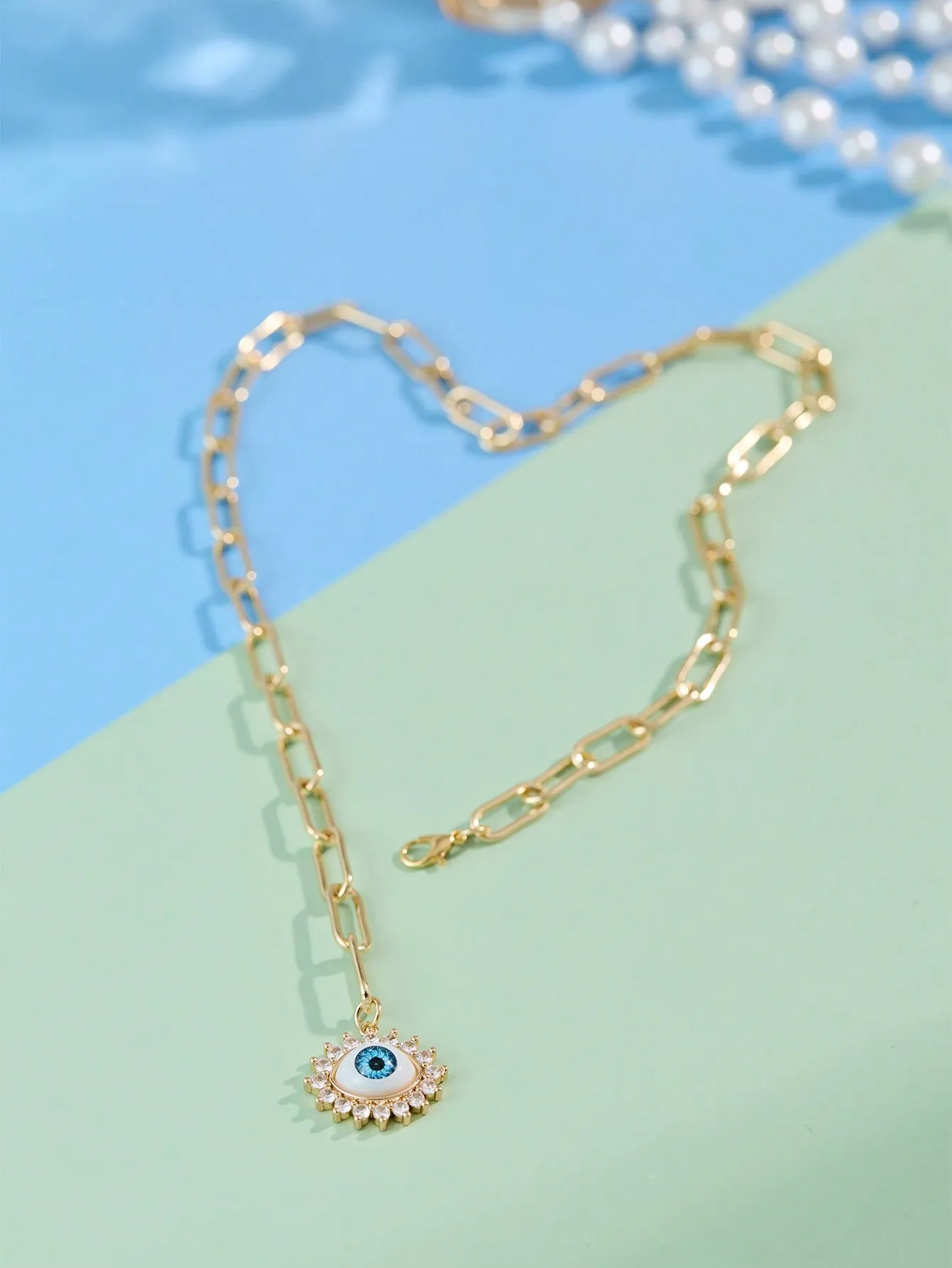 Unique Y-Shaped Latticed With Devil Eye Beads And Rhinestones Necklace- FD ⚡
