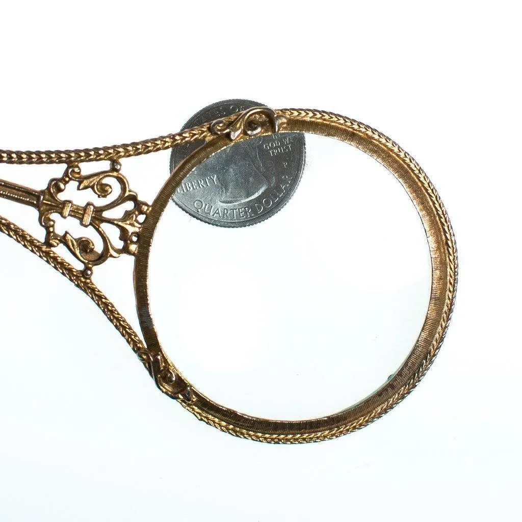 Vintage Huge Florenza Magnify Glass Pendant Statement Necklace