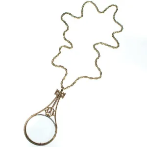 Vintage Huge Florenza Magnify Glass Pendant Statement Necklace