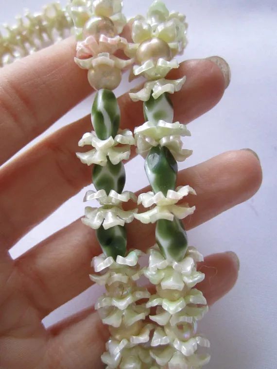 Vintage Set, Plastic Faux Pearl Iridescent Beaded Set