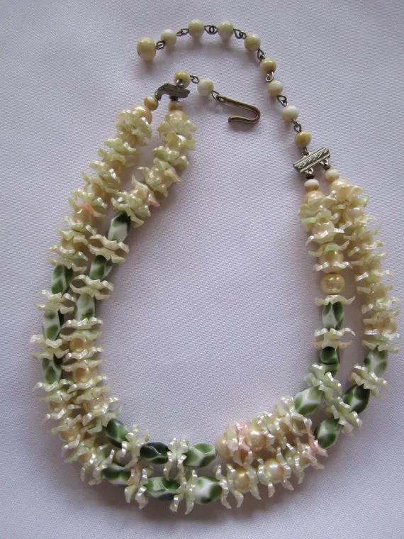 Vintage Set, Plastic Faux Pearl Iridescent Beaded Set
