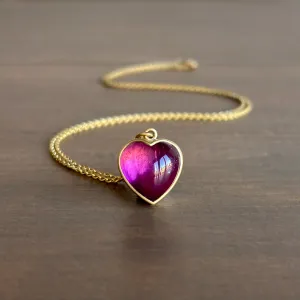 Violet Pink Tourmaline Cabochon Sweetheart Pendant