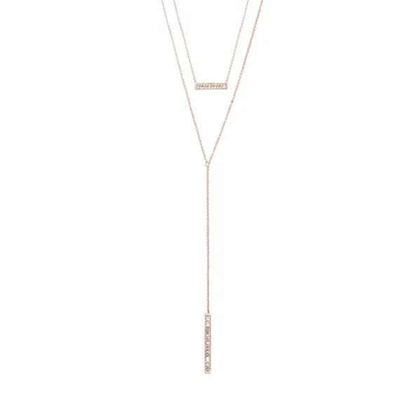 Vita Layered Necklace with Double Bar Pendant Necklace