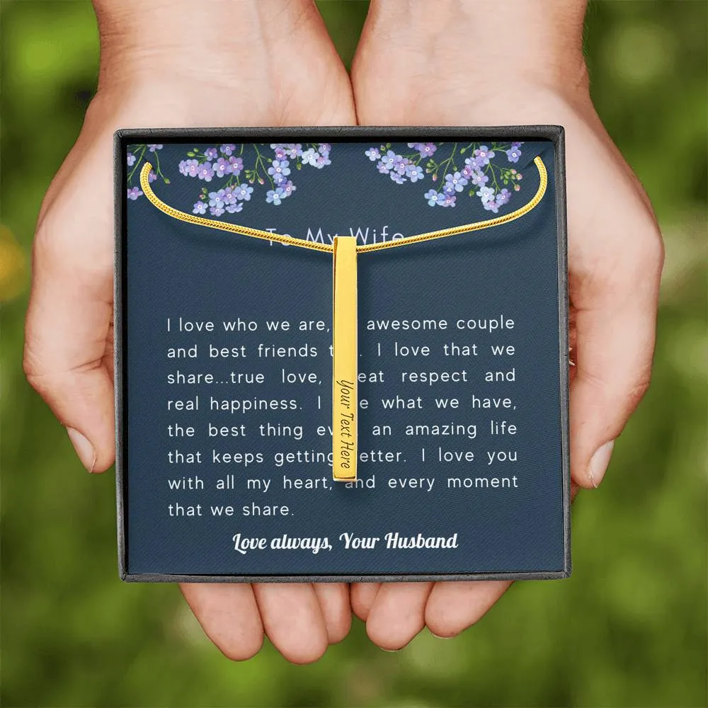 We are awesome together-Vertical Stick Necklace for Wife