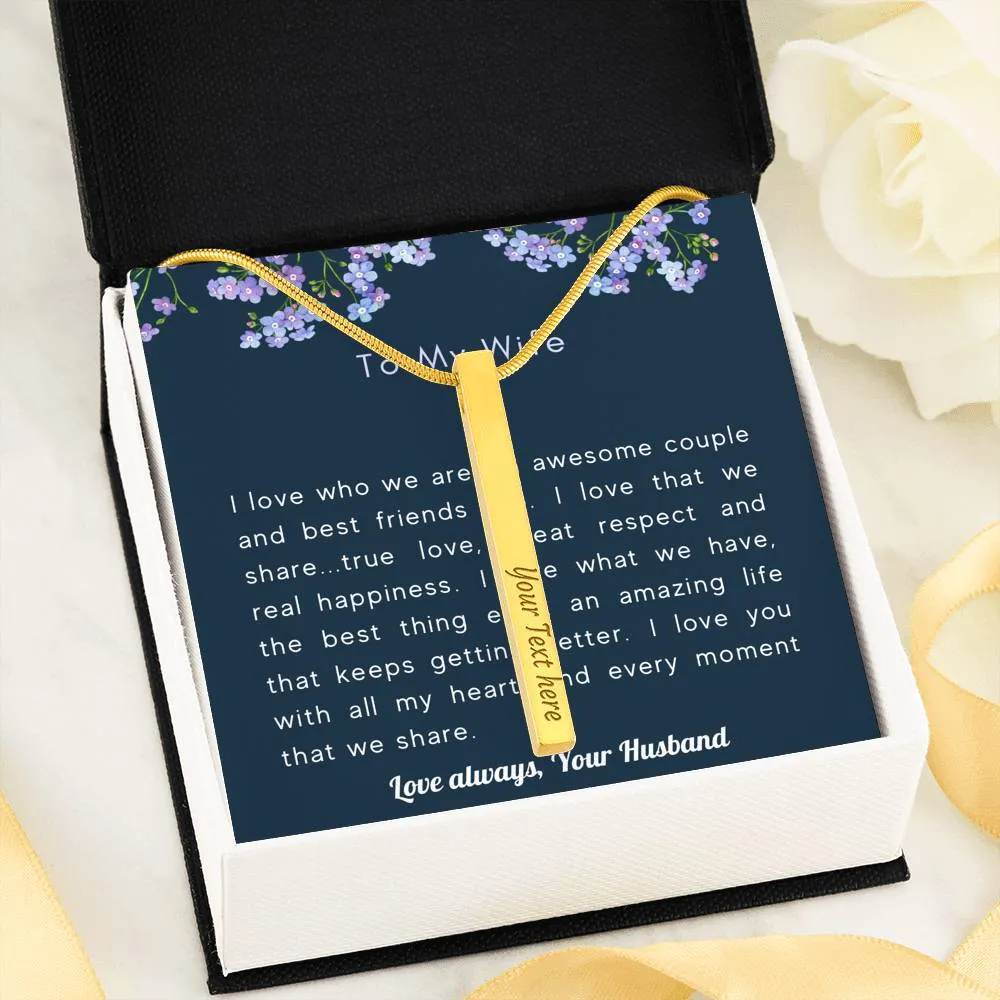 We are awesome together-Vertical Stick Necklace for Wife