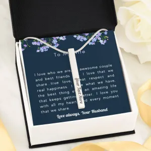We are awesome together-Vertical Stick Necklace for Wife