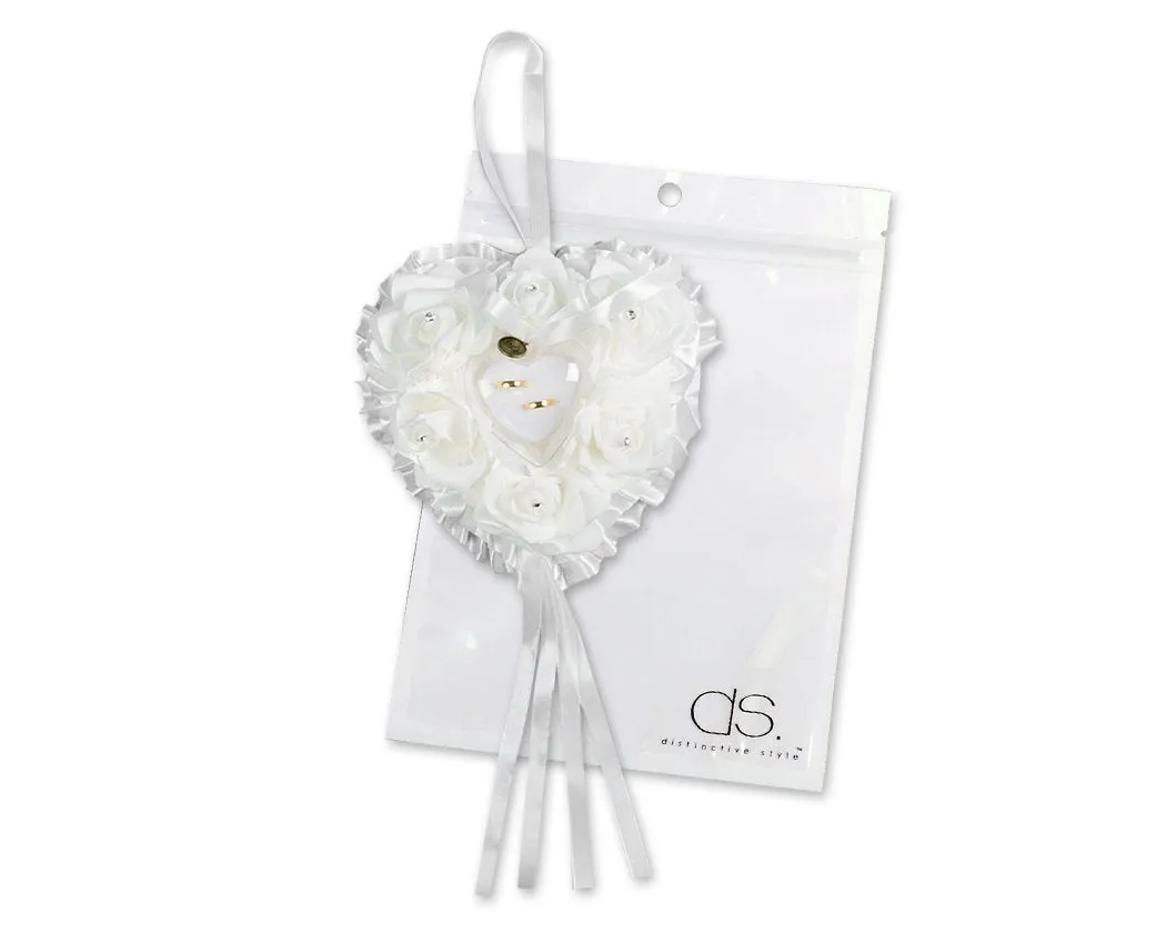 Wedding Ring Pillow for Ceremony Heart Shaped Ring Bearer Cushion