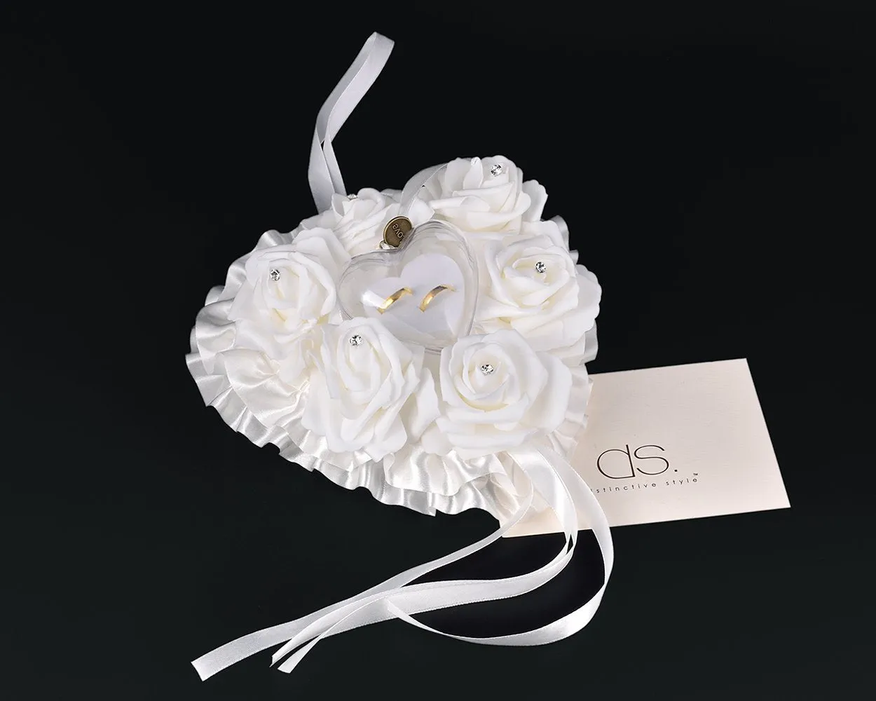 Wedding Ring Pillow for Ceremony Heart Shaped Ring Bearer Cushion